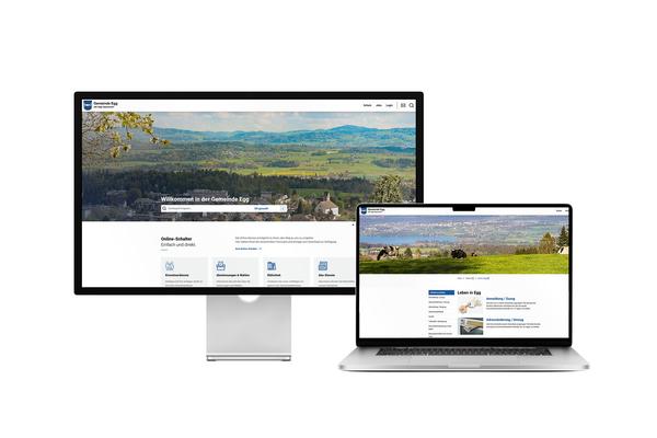 Desktop- und Tablet-Ansicht Webauftritt Gemeinde Egg ZH