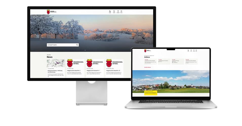 Desktop- und Tablet-Ansicht Webauftritt Gemeinde Häggenschwil