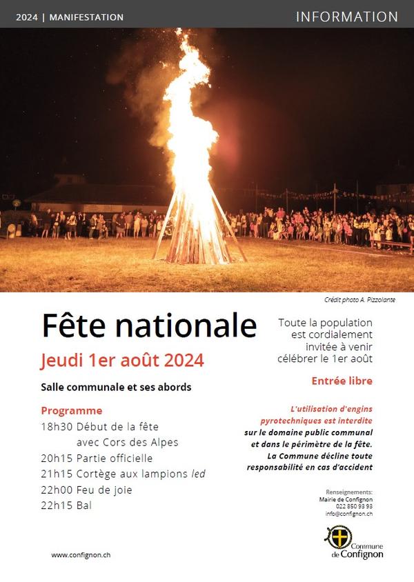 JEUDI 1ER AOÛT 2024 FÊTE NATIONALE